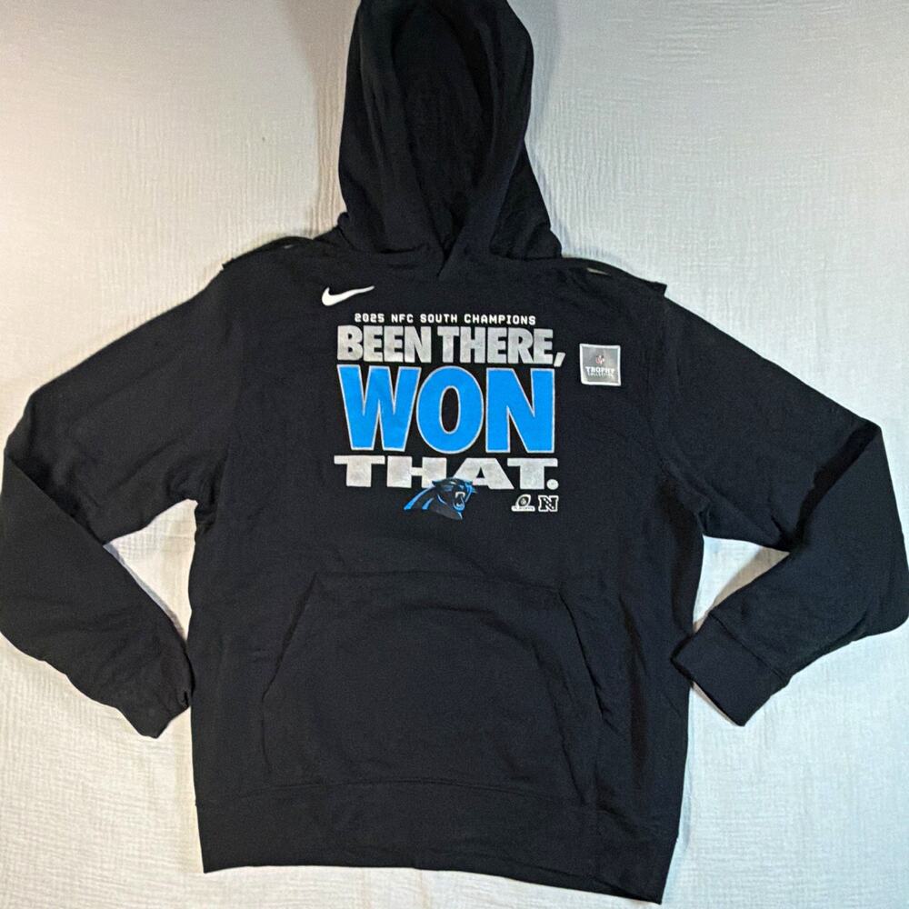 Nike Carolina Panthers NFL Been There Won That Hoodie Sweatshirt Black Sz Men M